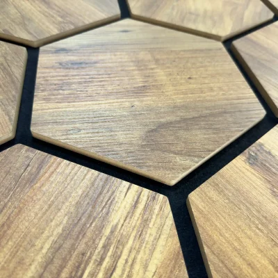 Panneaux acoustiques Feutre Hexagonal Chêne Détail 1