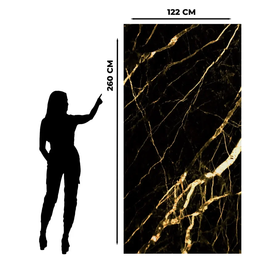 Zwart Goud Marmer Wandpaneel 260x122 - Aydo Deco