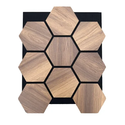 Panneaux acoustiques Feutre Hexagone Chêne foncé