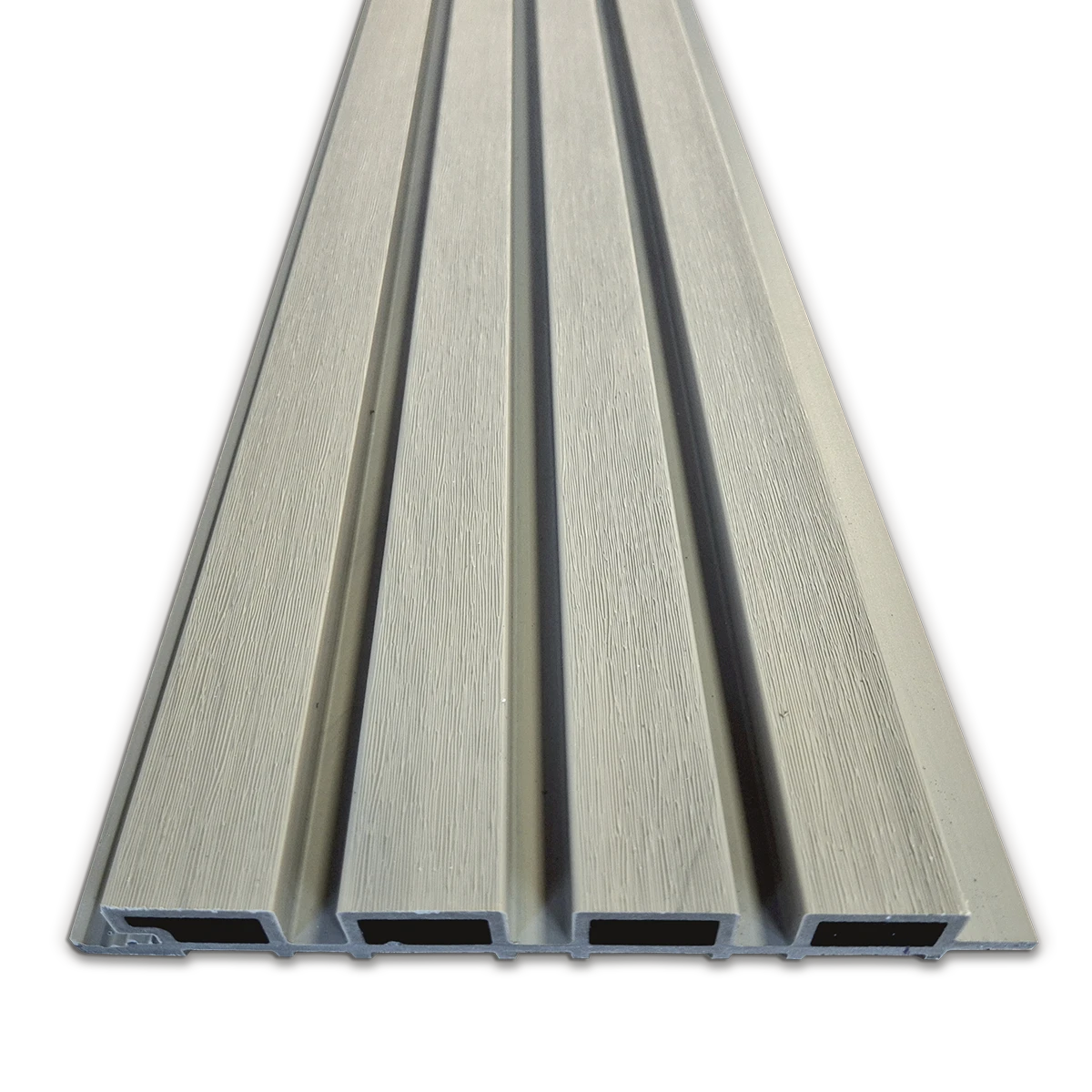 WPC_LightWalnut00 Plastic facade panels in light walnut with fine wood grain texture