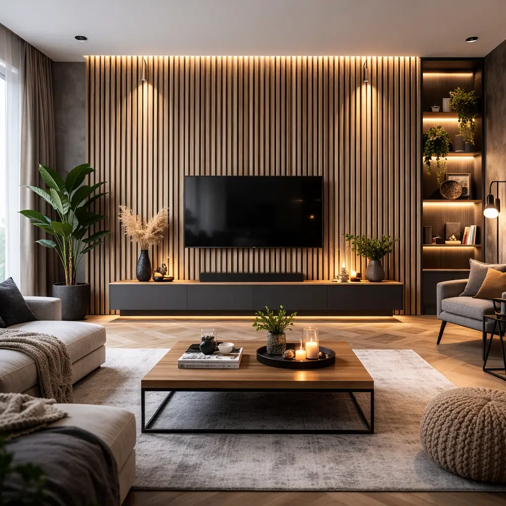 Naturel Eiken Aku Panelen Woonkamer