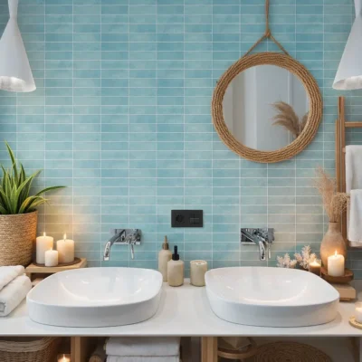 Metro Turquoise Zelfklevend Mozaïek Wandtegel badkamer