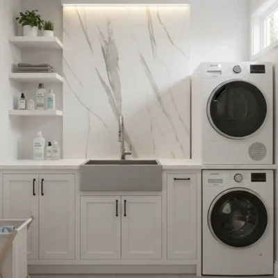 Perla PVC Marmerlook Wandpaneel Waskamer
