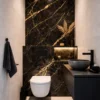Zwart goud marmerlook wandpaneel toilet
