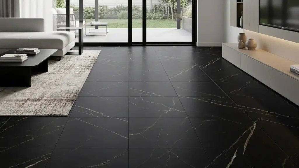 Klik SPC vinyl vloer marmerlook in moderne woonkamer