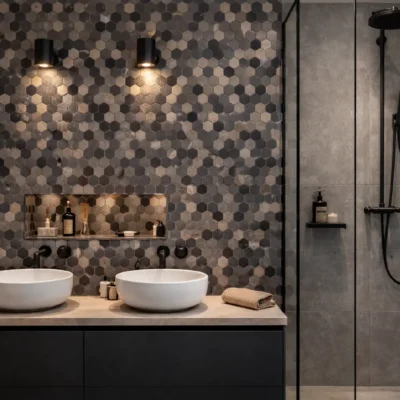 Mozaiek Tegels Zelfklevende Black Steel Hexagon AYDO